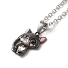 Alloy Rhinestone Cat Pendant Necklace NJEW-A017-01P-01-1