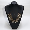 Bohemian Natural Coconut Triangle & Rondelle Wood Beaded Cotton Cord Bib Necklaces FS-WG1FFFB-01-3