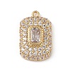 Rack Plating Brass Micro Pave Cubic Zirconia Pendants KK-C019-05G-2