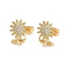 Brass Micro Pave Clear Cubic Zirconia Stud Earrings for Women EJEW-U030-03G-03-1