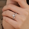 Retro Brass Micro Pave Clear Cubic Zirconia Finger Rings for Women FS-WG492FF-01-2