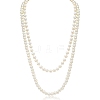 Baking Paint Pearlized Glass Pearl Round Beaded Long Necklaces NJEW-SW00066-03-1