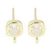 Brass Pave Clear Cubic Zirconia Stud Earring Findings KK-F875-01G-1