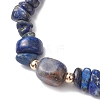 Natural Sodalite Cuboid & Lapis Lazuli Chip Beaded Stretch Bracelets for Women BJEW-JB10808-07-3