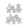 Brass Micro Pave Clear Cubic Zirconia Connector Charms KK-E068-VB361-2
