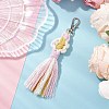 Flower Handmade Macrame Cotton Threads Pendant Decoration HJEW-JM02762-01-1