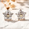 Brass Micro Pave Cubic Zirconia Stud Earrings EJEW-R018-10G-01-1