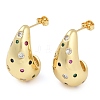 Rack Plating Teardrop Brass Pave Cubic Zirconia Stud Earrings for Women EJEW-Z059-06G-1