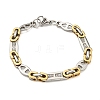 Two Tone 304 Stainless Steel Oval & Rectangle Link Chain Bracelet BJEW-B078-11GP-1