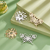 DICOSMETIC 4Pcs 4 Style Butterfly & Flower Brooch JEWB-DC0001-01-3
