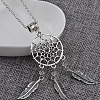 Bohemian Alloy Woven Web/Net with Feather Pendant Necklaces WGDF18F-01-1