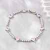 Brass Pave Cubic Zirconia Heart Link Chain Bracelets for Women KK-CBA68DA-10P-02-2