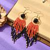 Halloween Glass Seed Tassel Earring for Women EJEW-MZ00798-3
