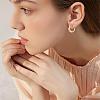 Crescent Moon Chunky Stud Earrings Half Hoop Earrings Open Oval Drop Earrings Teardrop Hoop Dangle Earrings Pull Through Hoop Earrings Statement Jewelry Gift for Women JE1089C-5