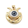Evil Eye with Moon Brass Micro Pave Clear Cubic Zirconia Pendants KK-G419-10G-01-2