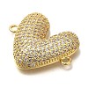 Rack Plating Brass Micro Pave Clear Cubic Zirconia Heart Links Connector Charm KK-P287-52G-01-2