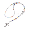 Glass Beaded Rosary Bead Necklaces NJEW-JN04326-1