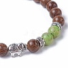 Dyed Wood Round Beads Stretch Bracelets BJEW-JB04839-04-2