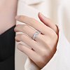 Horse Eye Brass Micro Pave Cubic Zirconia Finger Rings FS-WG116FD-01-2