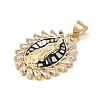 Oval with Virgin Mary Brass Micro Pave Cubic Zirconia Pendants KK-K385-027G-3