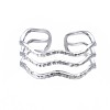 Non-Tarnish 304 Stainless Steel Triple Line Wave Open Cuff Ring RJEW-T023-02P-1