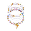 3Pcs 3 Styles Imitation Pearl & CCB Plastic Beads Stretch Bracelets WG0B162-03-2