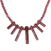 Natural Strawberry Quartz Round Beaded Fan Bib Necklaces NJEW-N064-04H-3