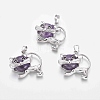 Natural Amethyst Kitten Pendants G-J386-C02-1