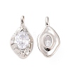 Textured Brass Micro Pave Clear Cubic Zirconia Pendants KK-E068-VC125-1