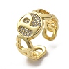 Brass Micro Pave Clear Cubic Zirconia Open Cuff Rings for Women RJEW-K289-02G-P-4