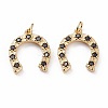 Brass Micro Pave Black Cubic Zirconia Pendants X-KK-C100-14G-2