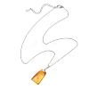 Natural Amber Rectangle Pendant 304 Stainless Steel Satellite Chain Necklaces NJEW-JN05981-01-4