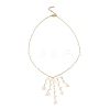 Brass Natural Pearl Rice Beads Tassel Pendant Necklaces NJEW-TA00254-3