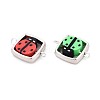Polymer Clay Ladybug Beads with CCB Plastic Square Frame Connector Charms CLAY-T022-32M-2