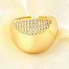 Brass Micro Pave Cubic Zirconia Open Cuff Rings for Women RJEW-K292-09G-1