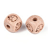 Engraved Beech Wood Beads WOOD-N015-08D-2