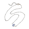 Handmade Flower Printed Porcelain Round Pendant 304 Stainless Steel Satellite Chain Necklaces for Women NJEW-JN06474-3