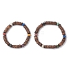 2Pcs Natural Coconut & Lava Rock Beads Stretch Bracelets for Men Women BJEW-JB12497-2