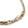 Brass Flower Link Bracelet with Clear Cubic Zirconia Tennis Chains BJEW-G690-04G-3