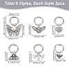 12Pcs 6 Styles Butterfly Tibetan Style Alloy Shoe Charms HJEW-AB00728-2