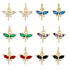 DICOSMETIC 12PCS 6Colors Brass Micro Pave Cubic Zirconia Charms KK-DC0003-73-1