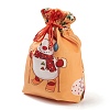 Christmas Theme Rectangle Cloth Bags with Jute Cord ABAG-P008-01D-3