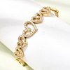 304 Stainless Steel Crystal Rhinestone Hollow Heart Hinged Cuff Bangles for Women SA-CBAF851-10G-3