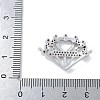 Rack Plating Brass Micro Pave Clear Cubic Zirconia Heart Crown Connector Charms KK-A234-060P-3