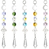 Glass Octagonal Bead Hanging Suncatchers HJEW-JM02217-1