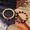 2Pcs 2 Styles Halloween Dyed Natural Fire Crackle Agate & Quartz & Polymer Clay Beaded Stretch Bracelet Sets BJEW-JB10898-2