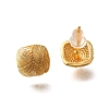 Brass Square Stud Earrings EJEW-Z083-04G-4
