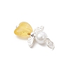 7Pcs Frosted Transparent Acrylic & Glass Pearl Pendants PALLOY-JF04175-02-4