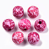 Printed Natural Wooden Beads WOOD-R270-11F-1