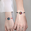 1 Set 2Pcs Valentine's Day Luminous 304 Stainless Steel Glass Flat Round Link Bracelet Sets BJEW-LP0001-35A-4